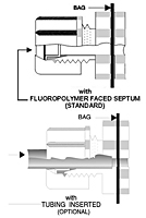 1/4" Plastic Jaco<sup>®</sup> Fitting with Fluoropolymer Faced Septum Diagram