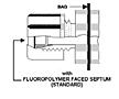 Multi-Layer Foil Gas Sampling Bags, On/Off Valve, Nickel Plated HR<sup>®</sup>, 1/4" Diameter Barbed Stem and Separate Plastic Jaco<sup>®</sup> Fitting with Fluoropolymer Faced Septum - 4